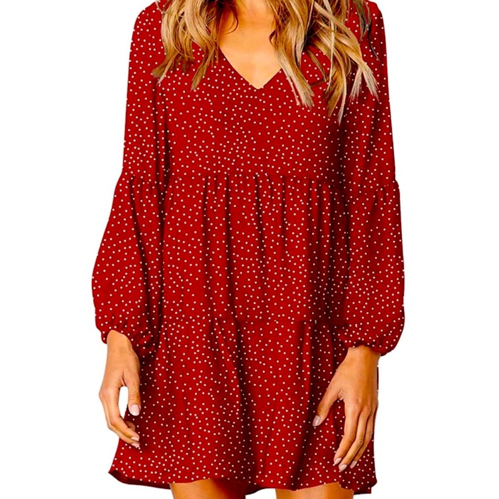 red and white polka dot dress Large